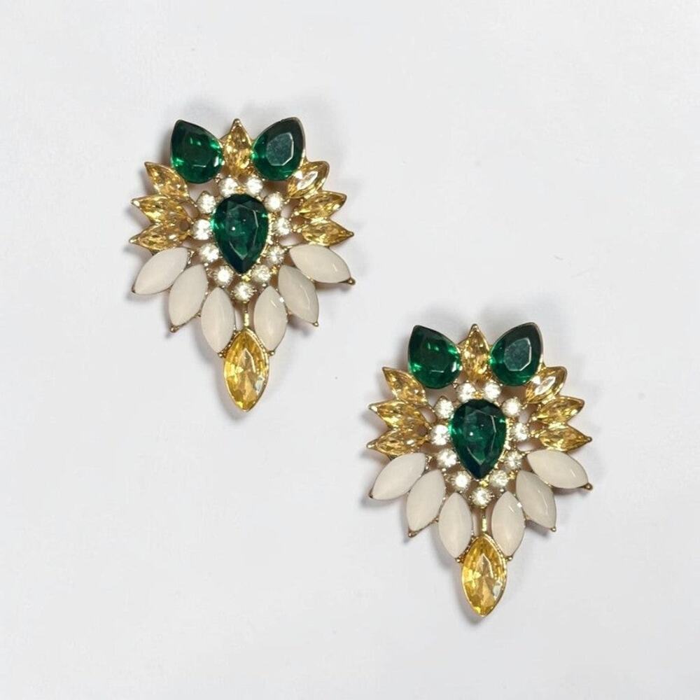 Emerald Green Statement Stud Earrings